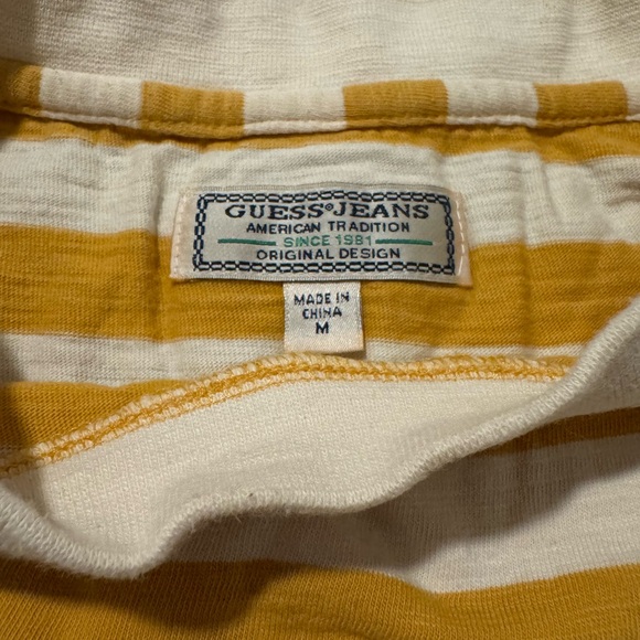 Guess Striped Tee in Mustard and Cream - Picture 2 of 2